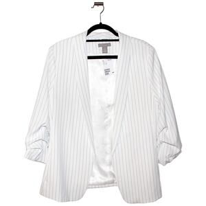 H&M White Striped Chic Blazer Jacket Size 12